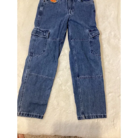 CMR JRG Kids Blue Denim Cargo Pants Size 26 Double Knee Streetwear - Picture 3 of 5